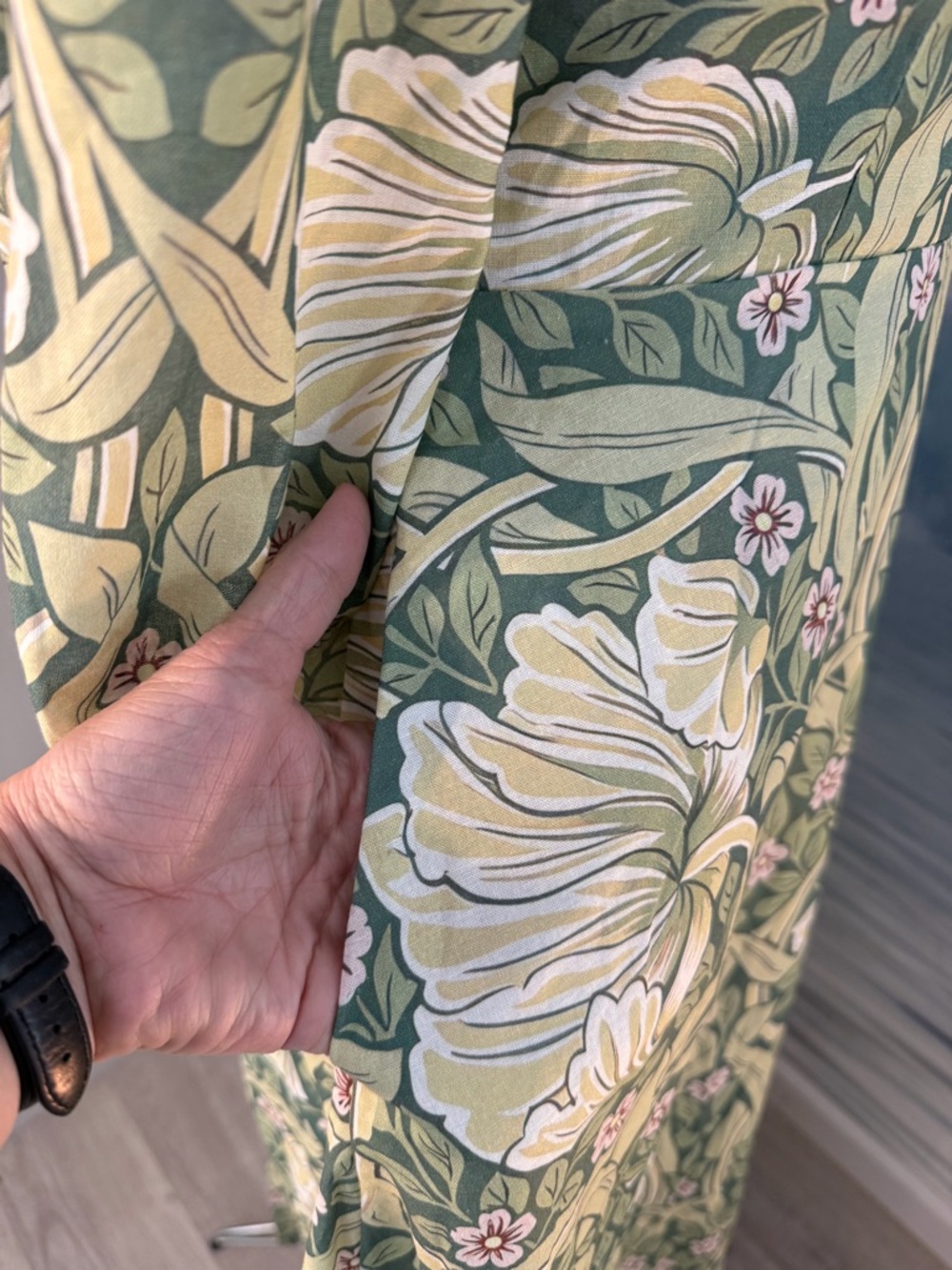 Green Floral V-Neck Maxi Dress with Button Front #155 - Picture 5 of 10